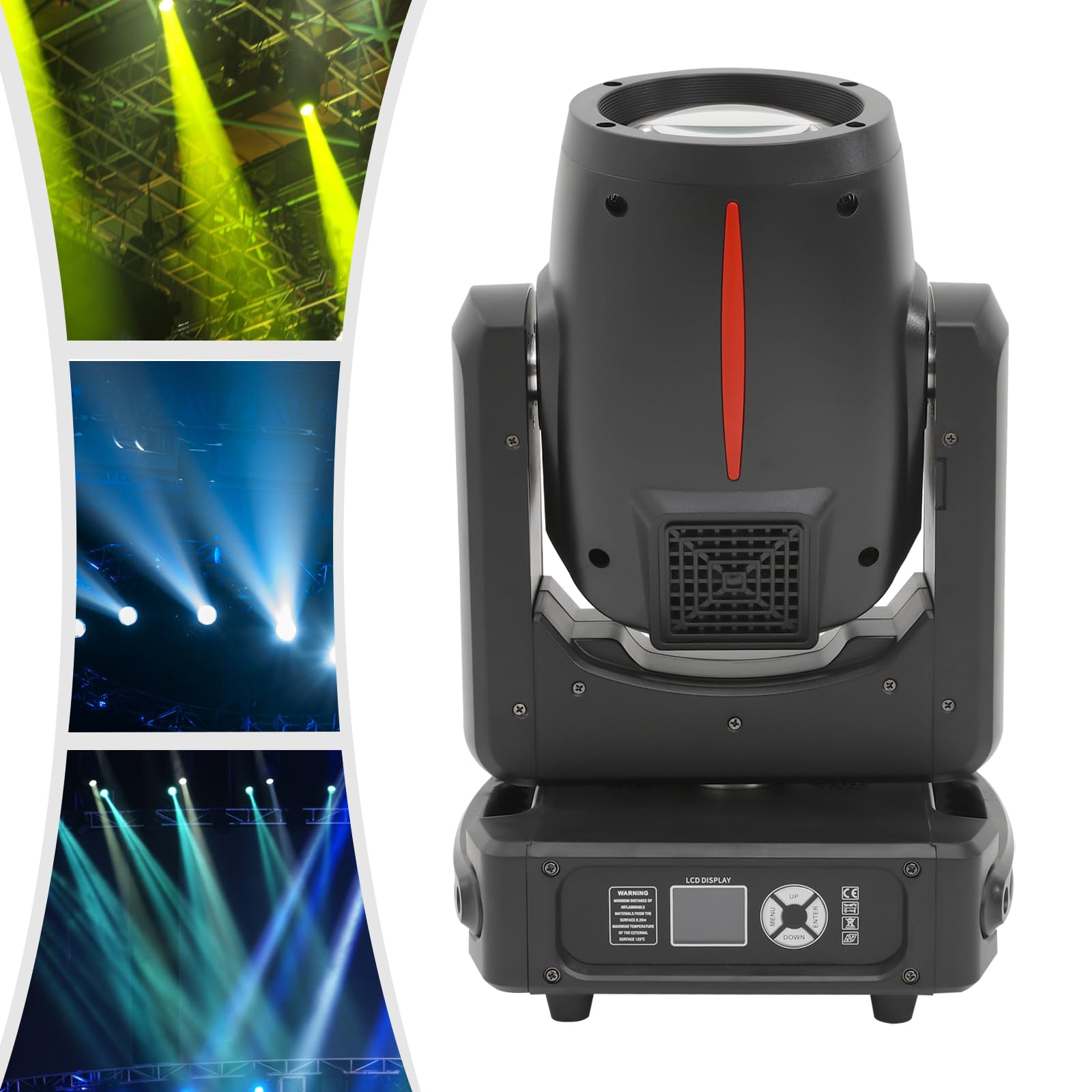 295W LED Moving Head Focos de luz de discoteca con iluminación de escenario DMX512, equipado con filtros de patrón, prismas y estroboscópico, rotación de 540°/270°, apto para DJs, discotecas y todo