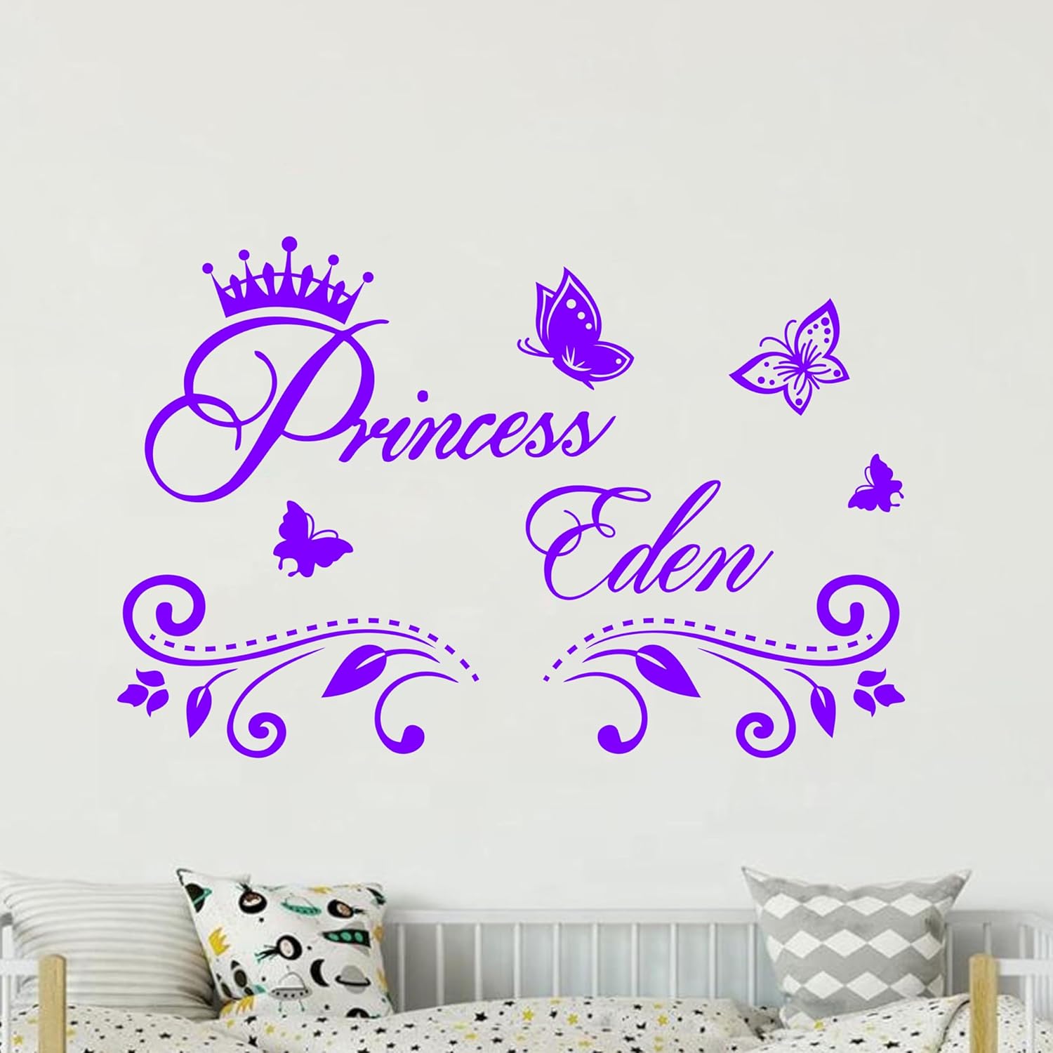 Custom Name Wall Sticker Personalized Princess Wall Decal for Girls Kids Baby Bedroom Living Room Art Home Design House Decoration YMX82 (83x55cm)