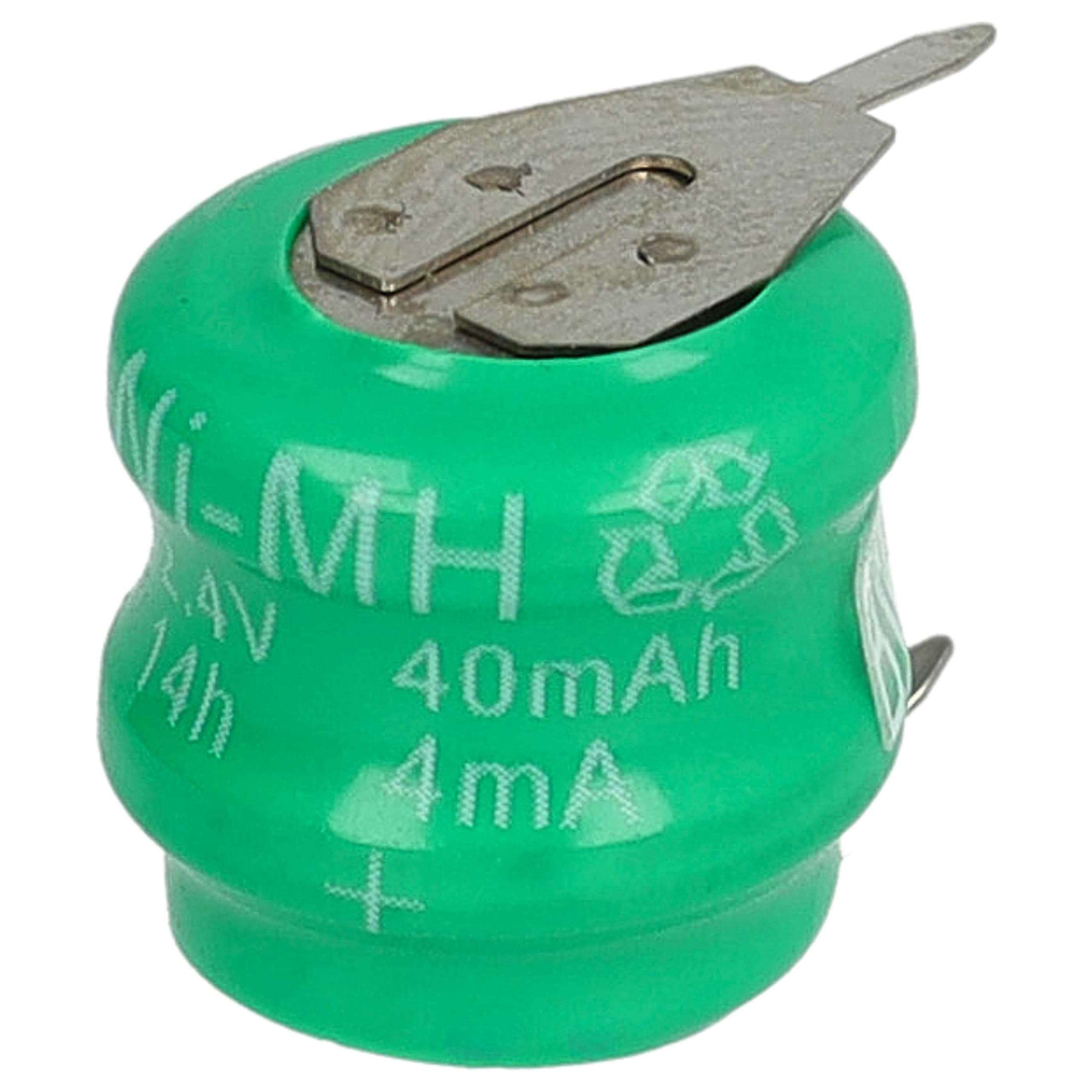 vhbw 100 x wymienna bateria guzikowa NiMH typ V40H 2 piny 40 mAh 2,4 V nadaje się do modeli akumulatorów, lamp słonecznych itp.