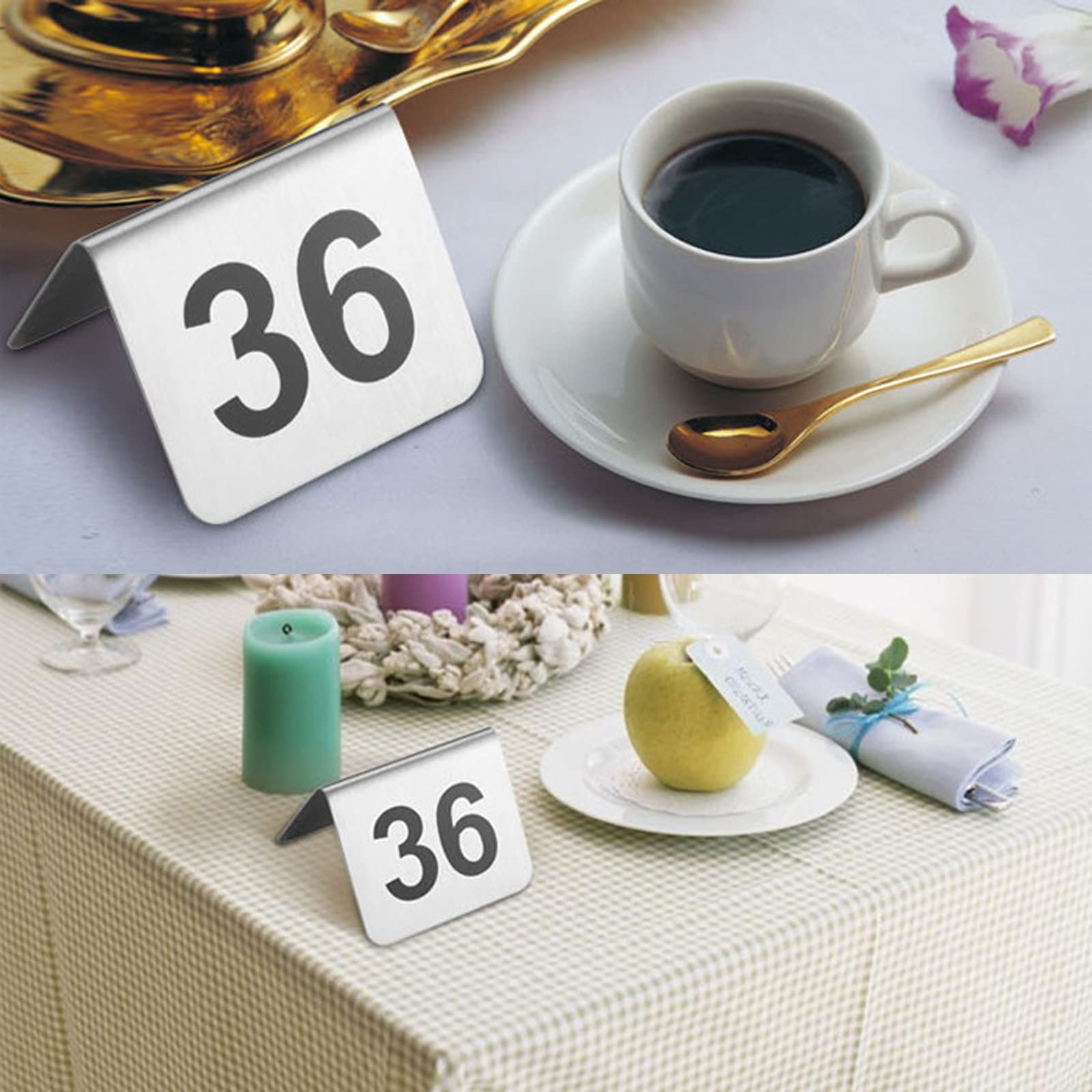 numerki na stoły, Numer stołu w stylu namiotu ze stali nierdzewnej Restauracja Bar Marker na stół, karty z numerami stołów do układania stosy, najlepsze bankiety, kawiarnie, restauracje