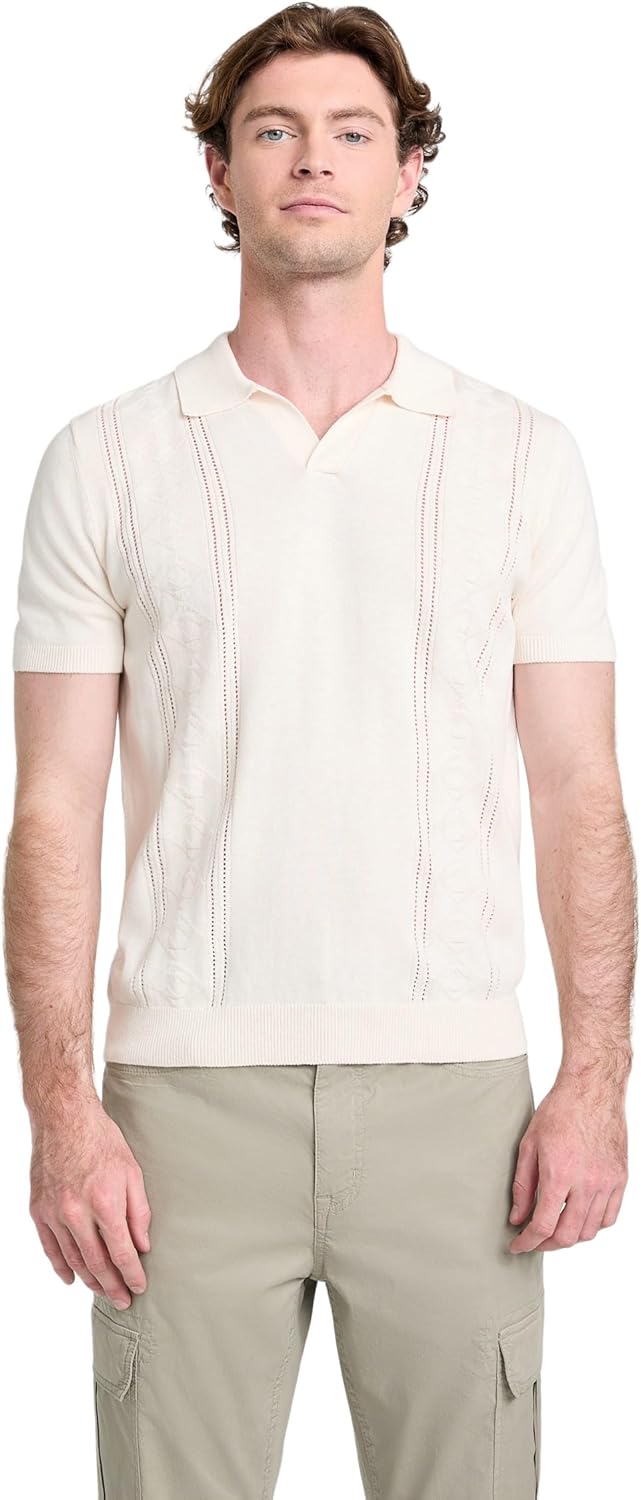 GUESS Mens Short Sleeve Rib Pointelle Bryant Polo - Image 5