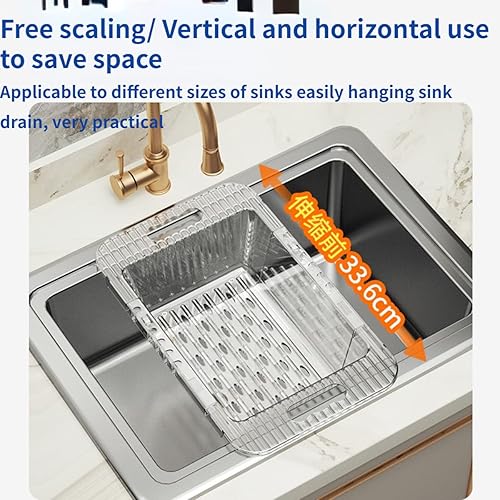 Miniatura 3 de Cesta coladora para colgar sobre el fregadero, lava verduras y frutas, drena pasta cocida y platos secos, coladores y coladores extensibles para