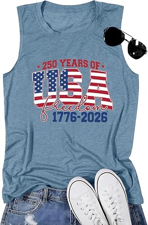Ditcnolar 250 Anniversary USA Tank Top Women Patriotic 4th of July Outfits
