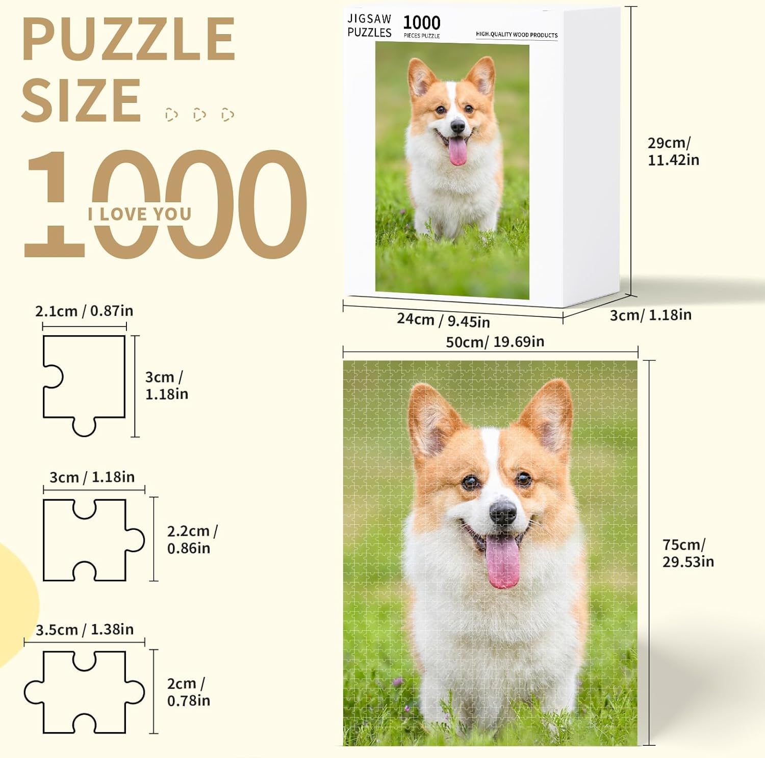 Personalized Custom Puzzles from Your Photos – Glossy Finish, 1000 Pieces – Customized Jigsaw Puzzle Gift for Valentine's Day, Wedding, Pet, Birthday, Familys, Mother' Day (1000-Vertical)