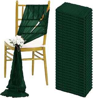 YGSGJSP Fajas para sillas 30 Unidades de 30 x 275 cm, Fajas for sillas de Color Verde Salvia for decoración de Bodas, Gasa, Lazo for Silla, Funda for Silla for recepción y Fiesta(30PCS Dark Green)