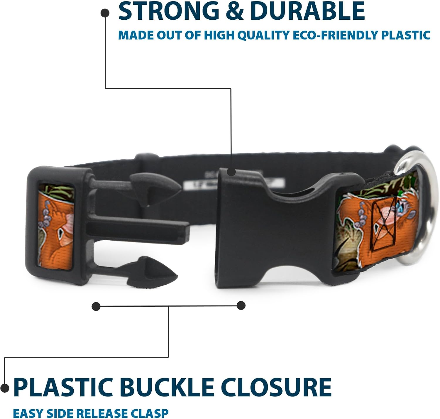 Buckle-Down Plastic Clip Collar - The Jungle Book I Wanna Be Like You 4-Character Scene - 1.5" Wide - Fits 16-23" Neck - Medium