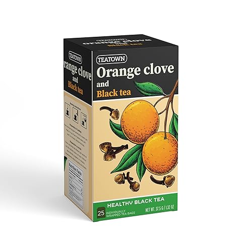 Bolsas de té de Ceilán negro de origen único de origen único, especias de clavo naranja, 25 unidades envueltas individualmente, sabor aromático de
