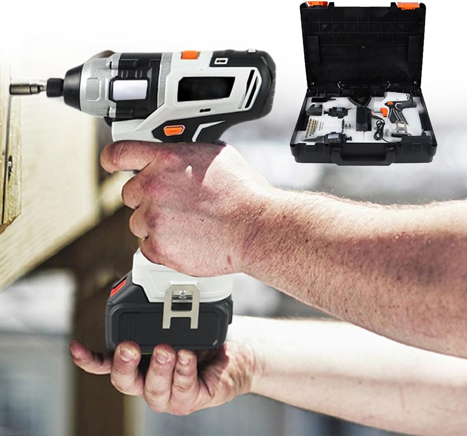 10 in 1 Cordless Woodworking Combo Kit, Home Power Drill Tool Set for Woodworkers, with 4.0 Ah Batteries & Tool Box, for Decoration Company, Engineering Team