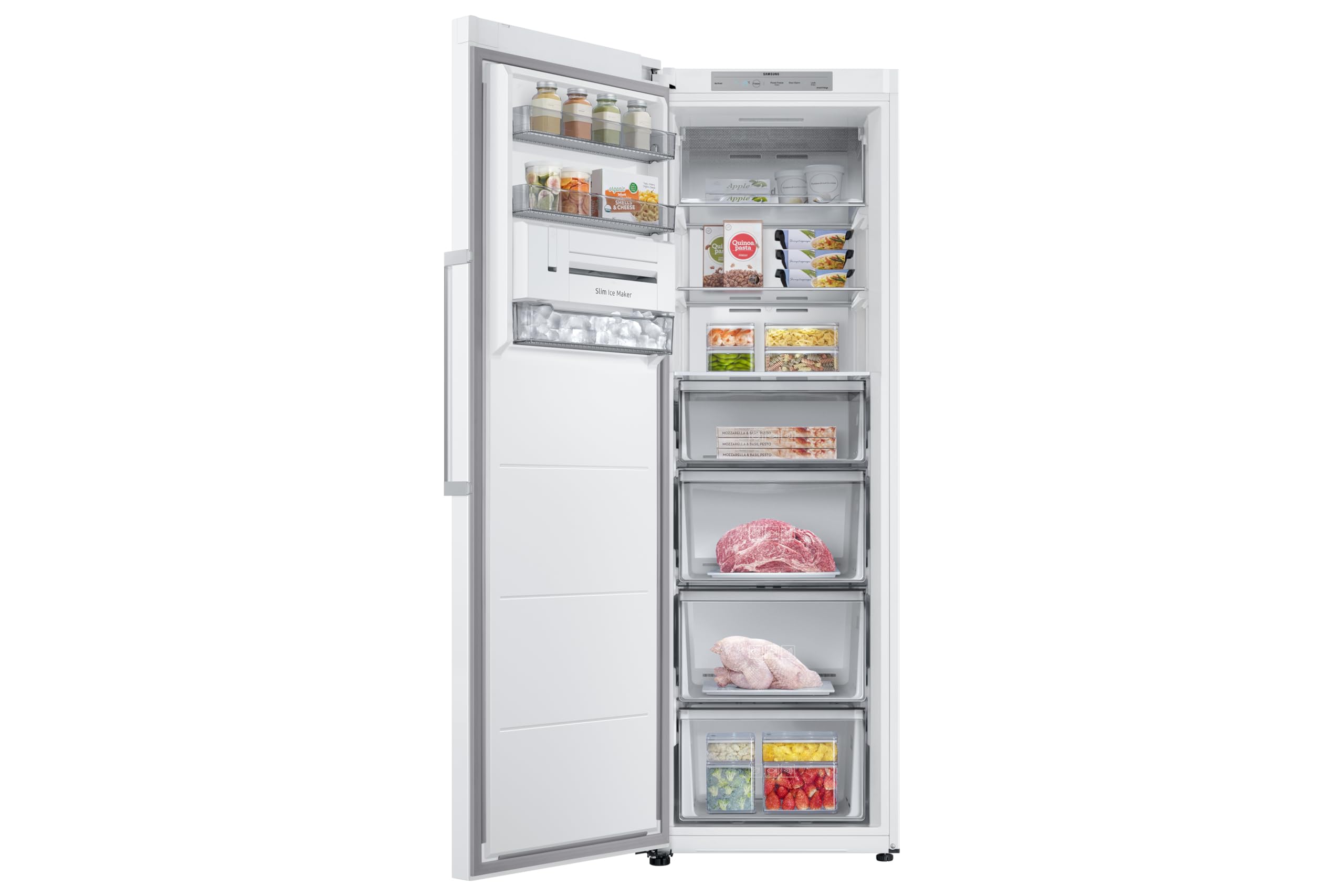 Samsung Congelador Vertical 186cm, 323L, Clase E, Color Blanco, SmartThings, AI Energy Mode, Tecnología SpaceMax™ - RZ32C7ADEWW/EF [Clase de eficiencia energética E]