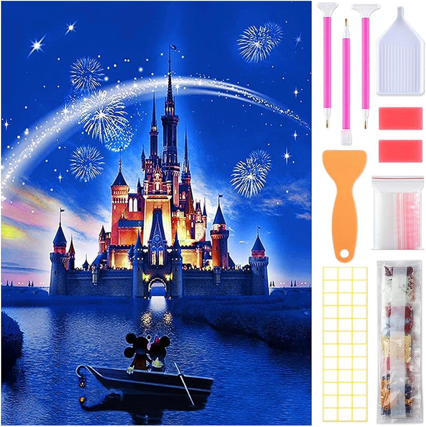 SUPECENT ダイヤモンドアート キット ダイアモンドビーズ絵画キット DIY・手作り絵画手芸キット 5D モザイクアート ダイヤモンド塗装 全面貼り付けタイプ 30x40cm 花火の城