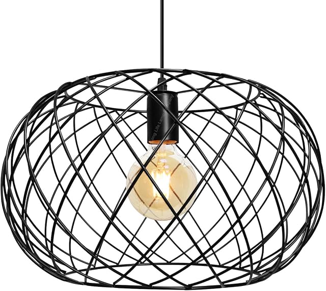 Wire Cage Globe Pendant Light Black Metal Retro Industrial Ceiling Lamp Shade M0183F with 4w G95 LED