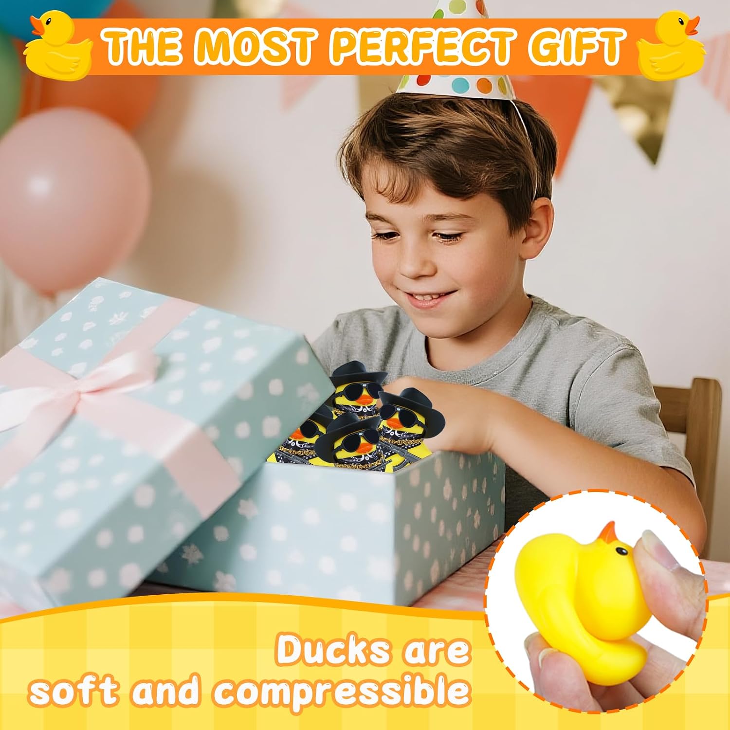 1pc Black Gangster Rubber Duck Car Accessories with Cowboy Hat, Sunglasses, Bandana & AK47 Toy, Funny Squeaky Duck Decor for Car Dashboard, Office, Home - Stress Reliever Gift