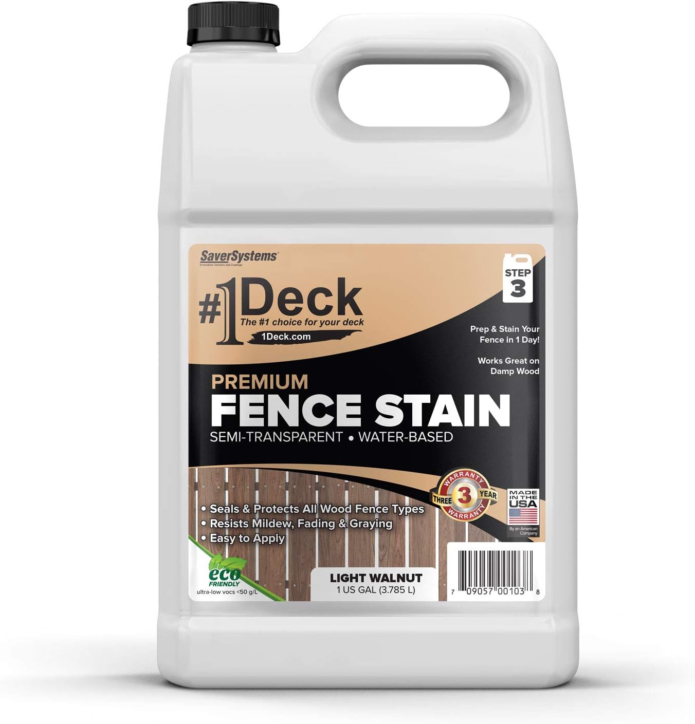 SaverSystems #1 Deck Premium Wood Fence Stain - Semi-Transparent Sealer (1 Gallon, Dark Walnut) (Pack of 2)