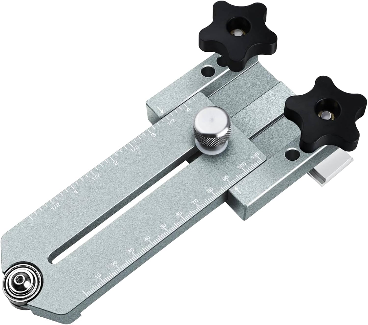 Table Saw Jig Extended Thin Ripping Jig Aluminum Alloy Metric Inch Woodworking Jig for Table Saw Router Band Saw Miter T Tracks (Gray)