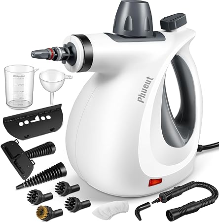 Phueut Pressurized Handheld Multi-Surface Natural Steam Cleaner with 12 pcs