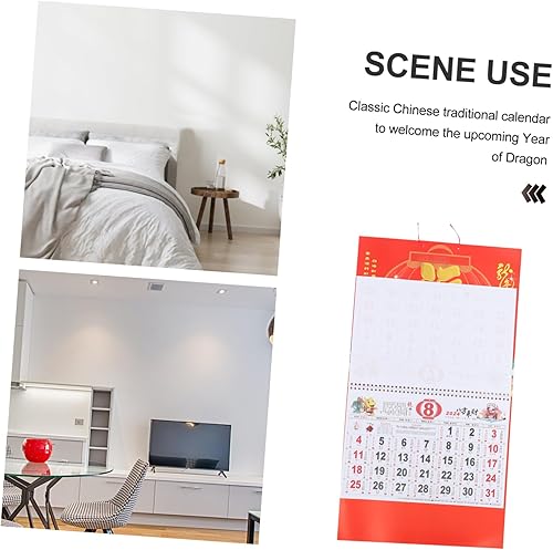Miniatura 7 de STOBOK Calendario de pared chino 2024 Calendario de Año Nuevo Año Lunar del Dragón Calendario colgante Calendario mensual Lágrima Calendario diario