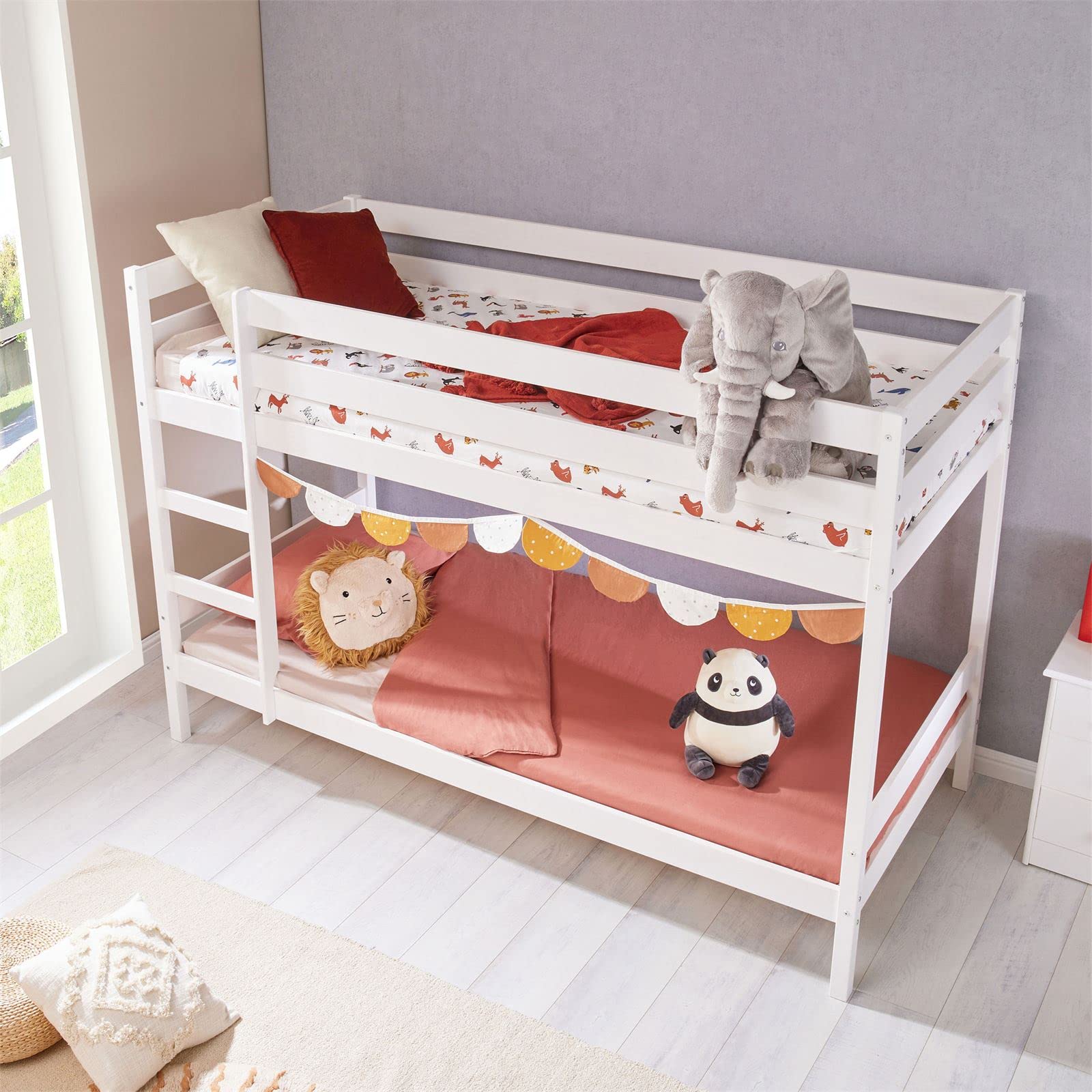 IDIMEX Etagenbett Doppelstockbett Felix für Kinder Hochbett Kinderbett mit Leiter Kiefer massiv Natur 90 x 200 cm (B x L)