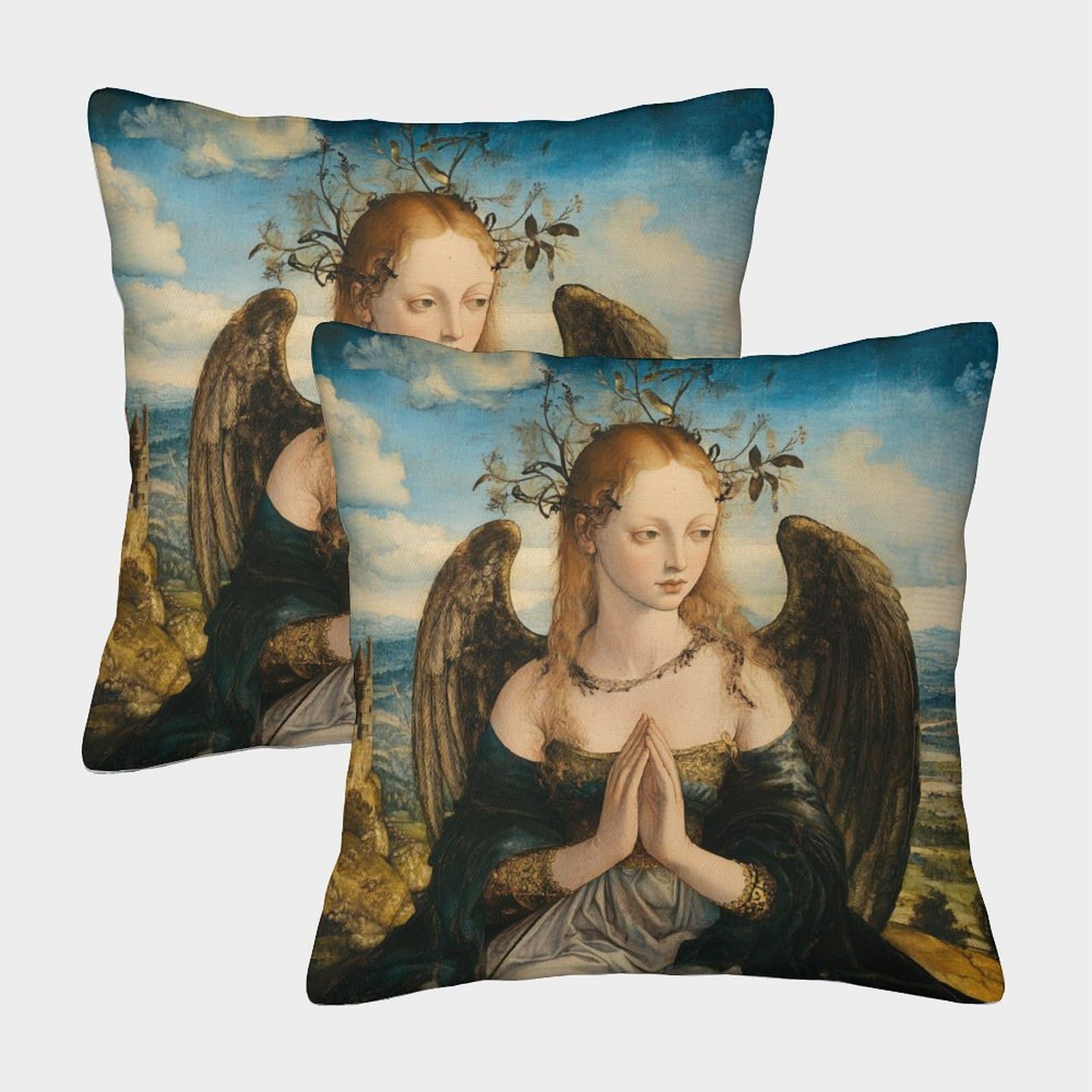 kaiyun 2 Pack Angel,Portrait Luxury Digital Printed Soft 3D Themed Square Cushion Cover 50x50cm