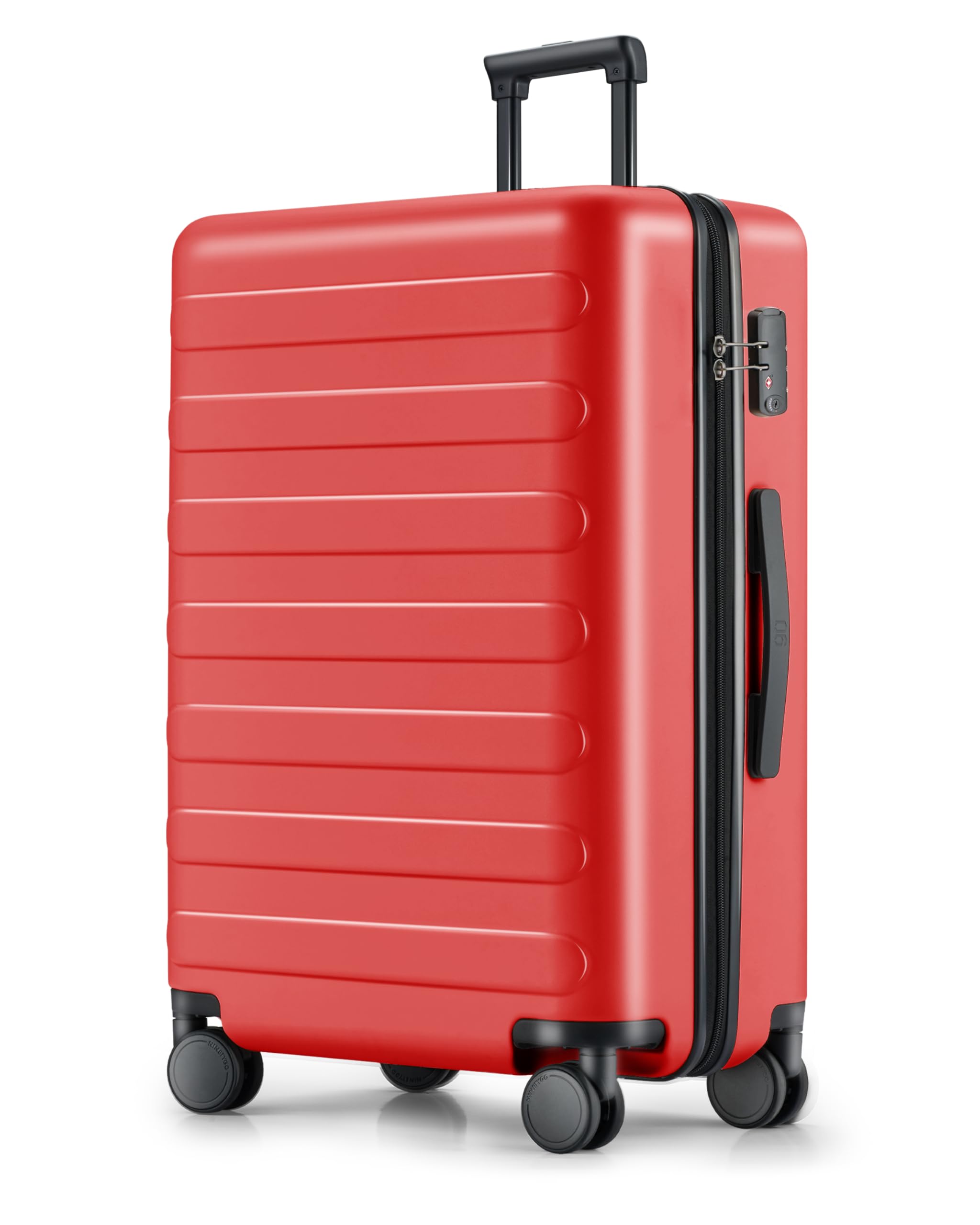 NINETYGO Large Checked Luggage 28 Inch, Checking In Luggage with Smooth Spinner Wheels, Lightweight, Hard Shell PC Suitcase, Lightweight Travel Luggage, TSA Approved (Raspberry, Rhine Basic)