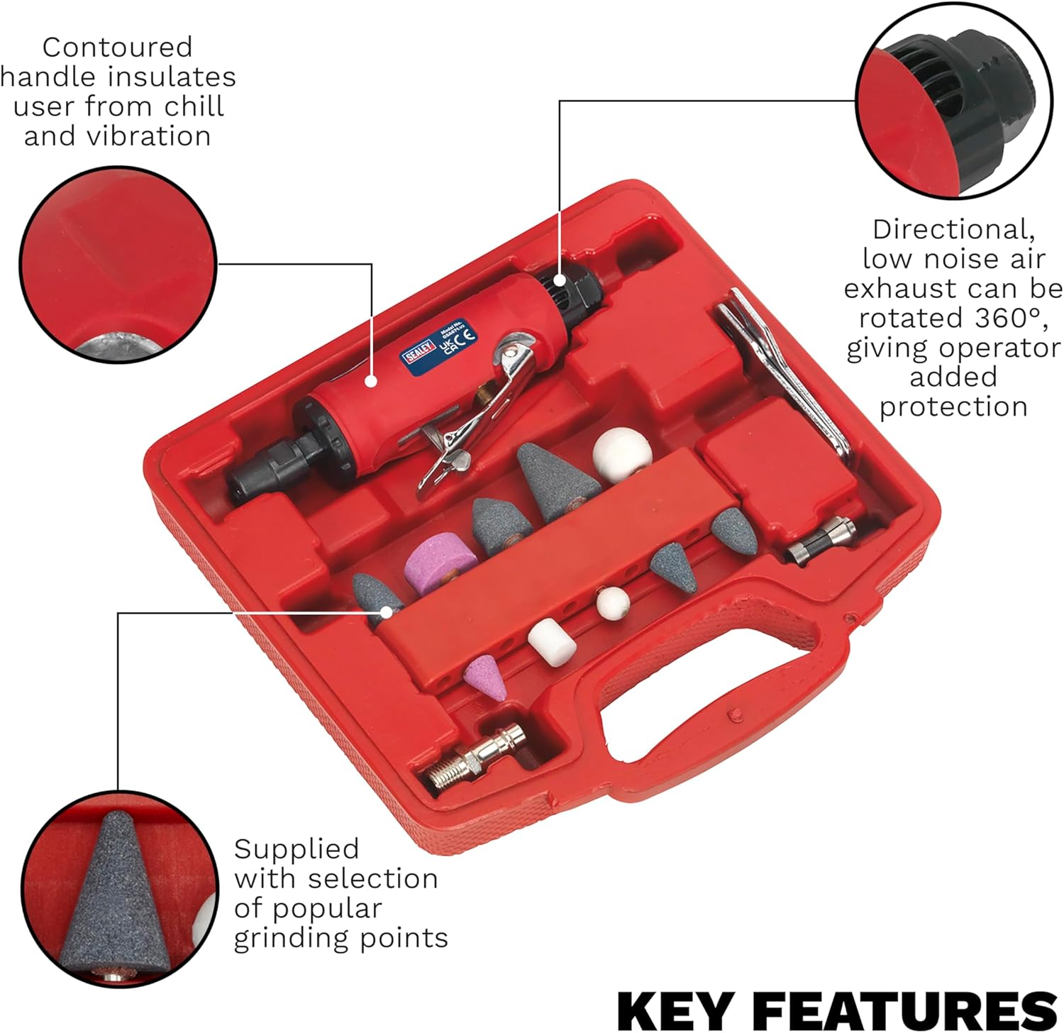 Sealey GSA67 15pc Air Die Grinder Kit