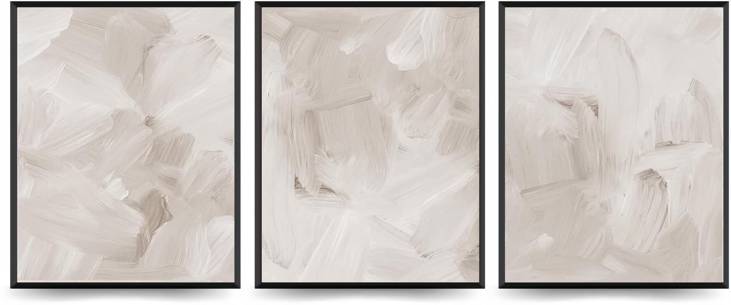 Linilioart Beige/White Boho Canvas Wall Art Set Of 3 Abstract Neutral Watercolor And Pictures Minimalist For Room,Unframed (50X70cm)