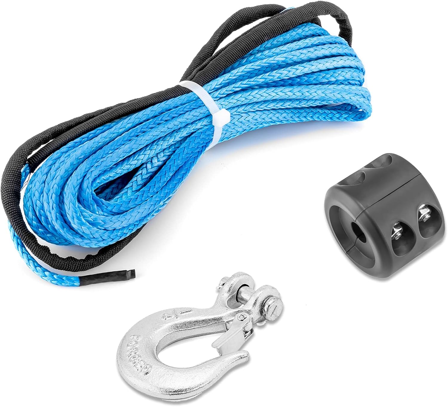 WeiSen 3/16 Inch x 50 Feet Synthetic Winch Rope with Hook and Stopper 7,000LBs Line Cable with 1/4 Inch Hook & Stopper for UTV ATV