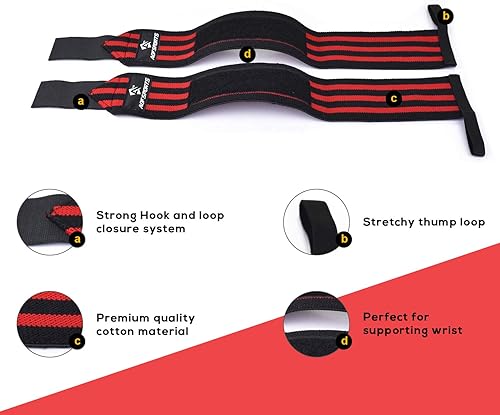 Miniatura 3 de AQF Muñequeras para levantamiento de pesas  Aprobado por USPA e IPL de 18 pulgadas con bucle para el pulgar  Correas de muñeca de levantamiento de
