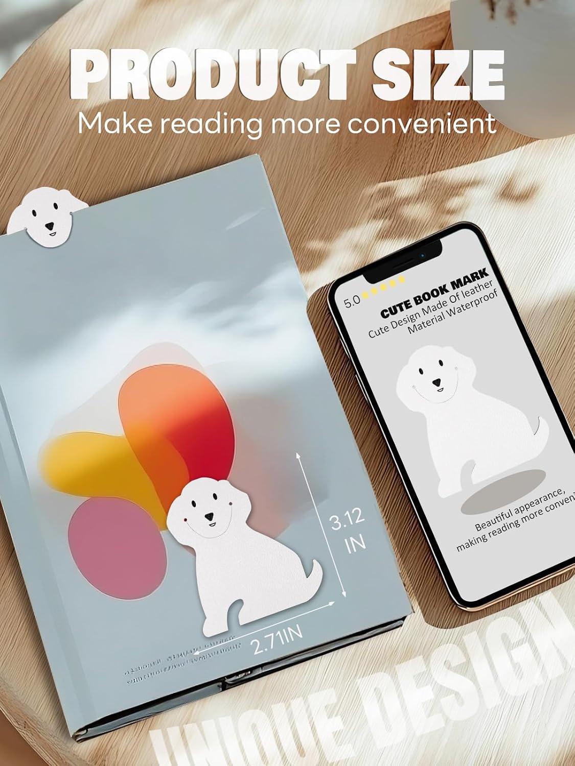 WOCOCN Leather Cute Bookmark, Creative Book Corner for Reading, Size 3.12 x 2.71 in, Book Accessories, Suit for Teachers Students Book Reading Lovers, for School Office Home Supplies image 5