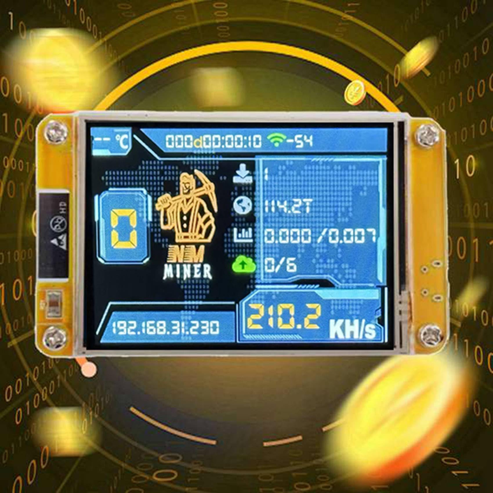4X 235KH/S Bitcoin Crypto Solo Lottery Miner 2,8 Smart Display mit Acrylschale Verbesserter