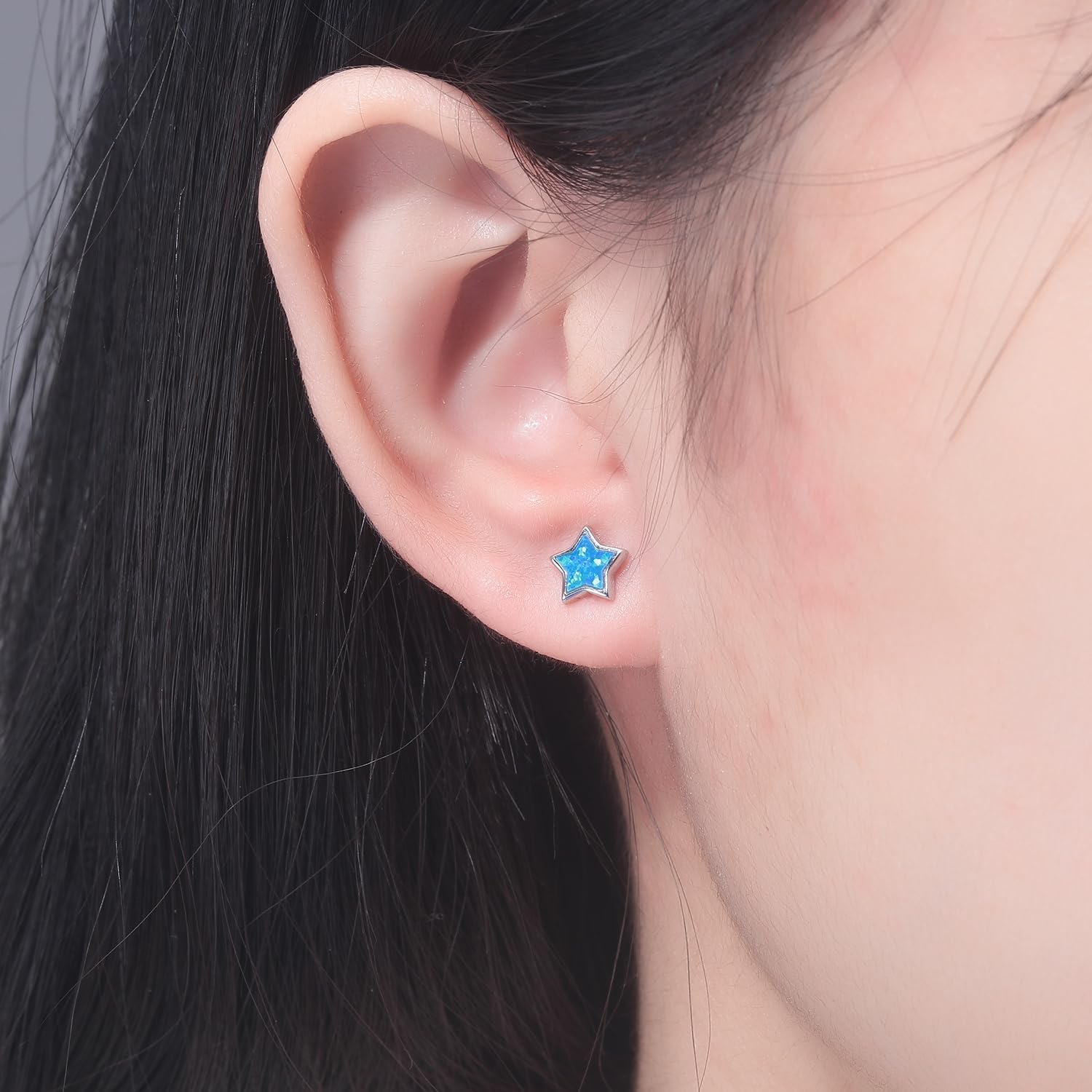 CiNily Womens Star Moon Earrings for Girls Gold Plated Cute Opal Stud Earrings/Hoop Dangle Earrings Hypoallergenic Jewelry Gift Men/Boys Earrings - Image 2