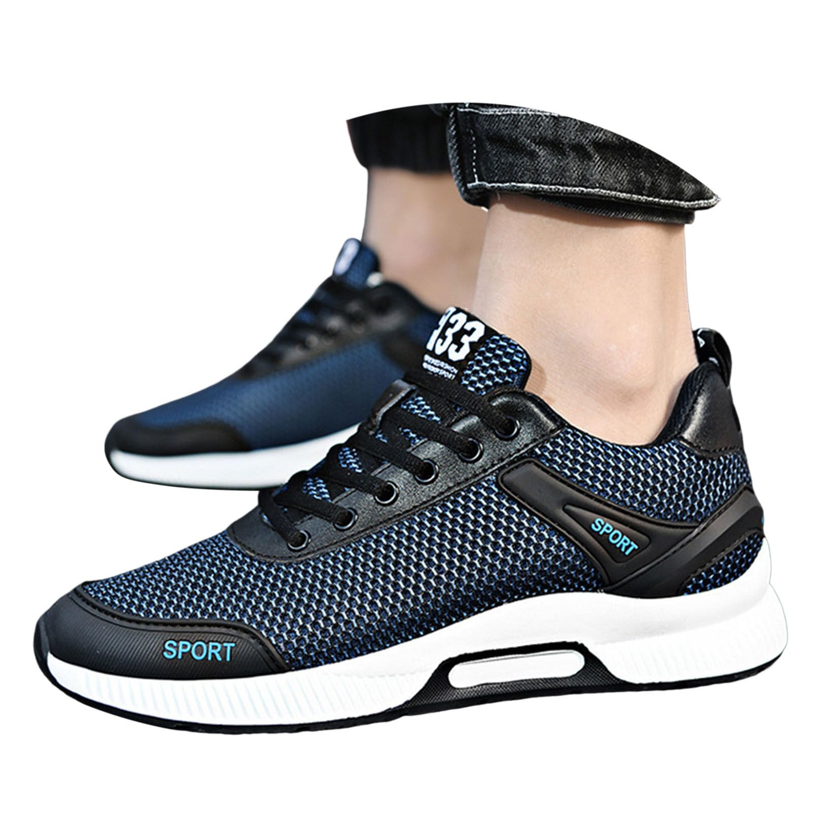 Generisch Zapatillas de correr para hombre con ajuste de altura integrado, material exterior de malla transpirable, diseño de cordones ligeros para un aumento de flotabilidad invisible, zapatos