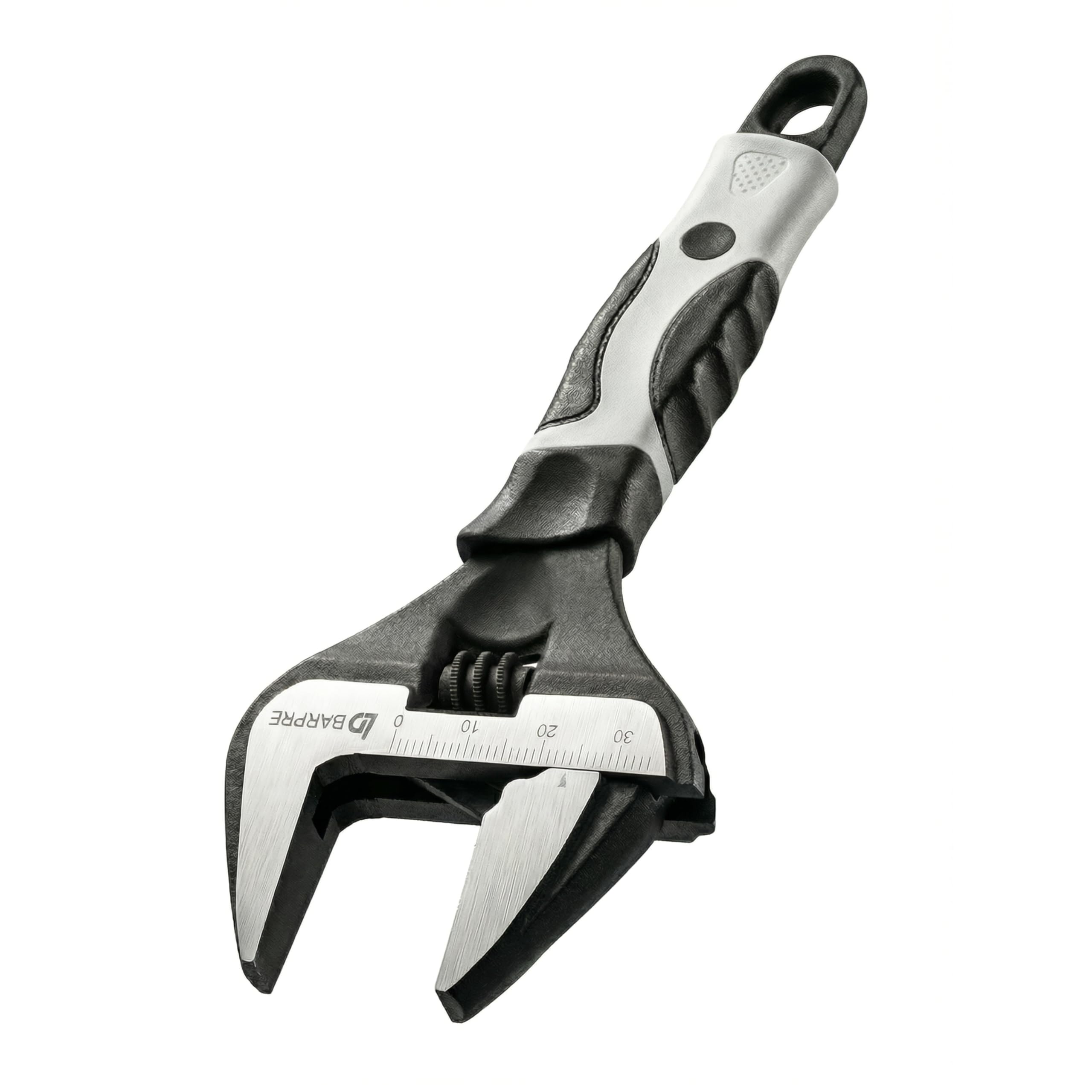 Barpre Silver Adjustable Spanner Wide Jaw 6 Inch (160Mm) - Short Handle Plumbing Wrench With 35Mm Large Opening - Stubby Bathroom Sink Spanner Tool For Tight Spaces, Soft Grip