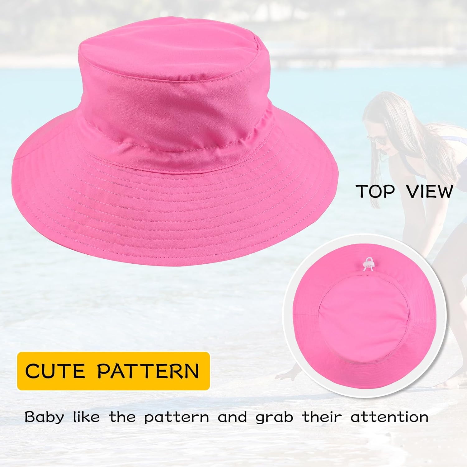 Peecabe Summer Baby Sun Hat for Boys Girls UPF 50+ Wide Brim Toddle Bucket Hat Adjustable Baby Beach Cap 0-8 Years - Image 4