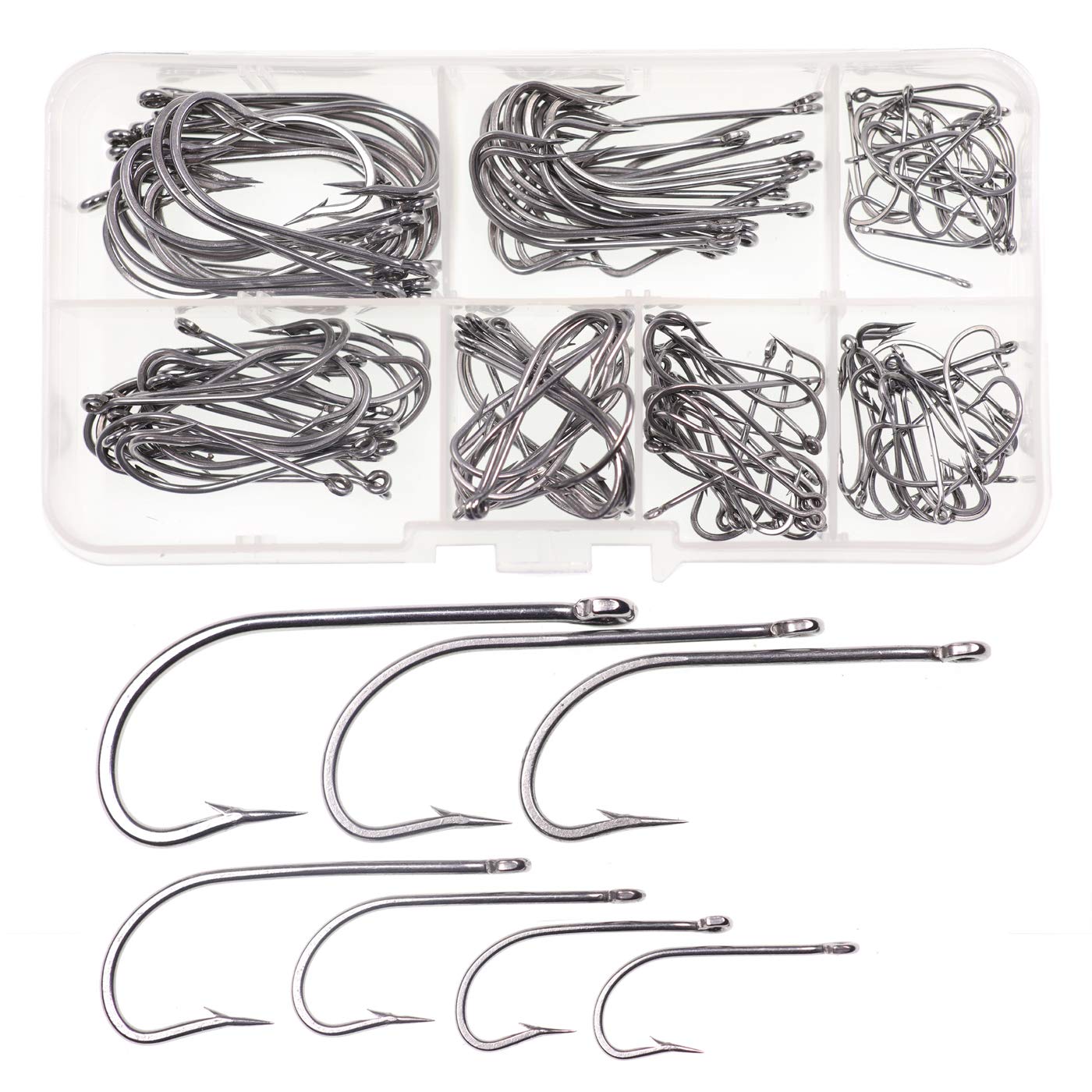 Wifreo 140pcs Set Stainless Steel Fishing Hook O'SHAUGHNESSY Long Shank Saltwater Fish Hook Small Clouser Minnow Sculpin Fly Tying Hooks