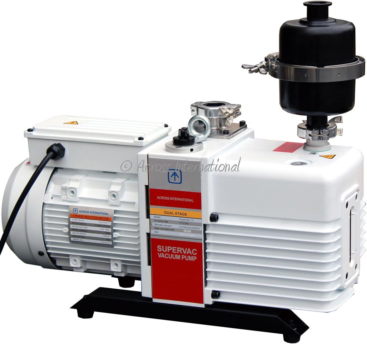 Across International SV11.110-UL Ai SuperVac Commercial Grade Dual-Stage Chemical Resistant Vacuum Pump with Filter, 11 cfm UL/CSA