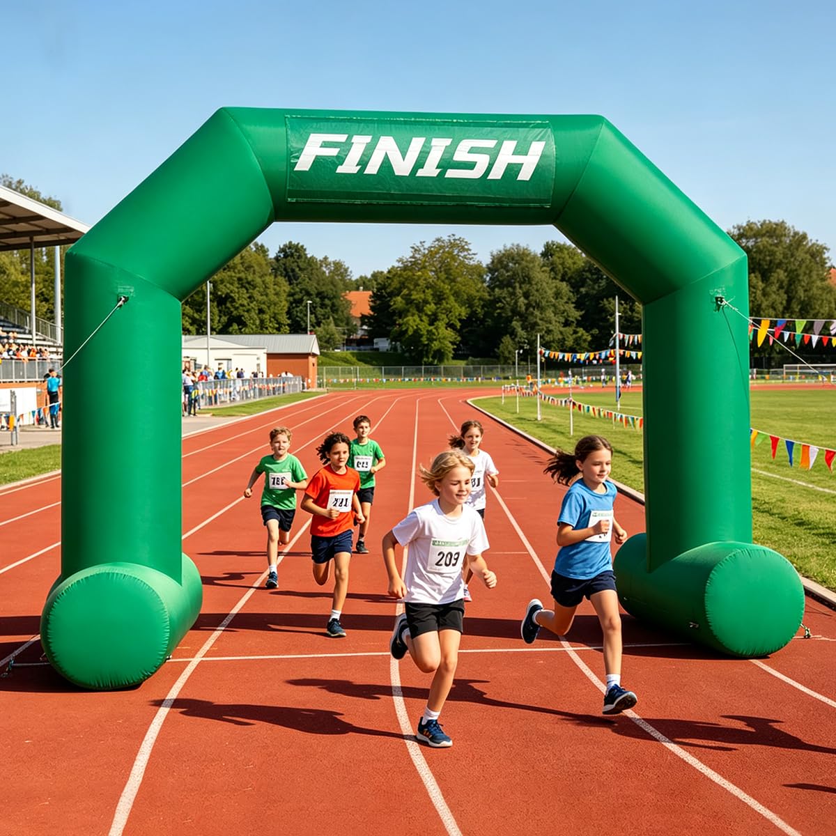 Arche Gonflable 4m Verte Hexagonale avec Bannières Départ Arrivée, Souffleur Puissant pour Marathons, Courses, Collectes De Fonds Et Événements Commerciaux Extérieurs