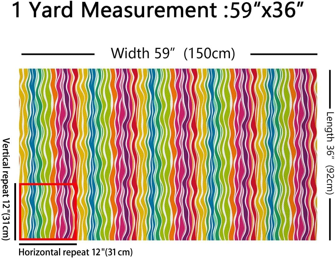Rainbow Fabric by The Yard Geometric Stripes Upholstery Fabric for Chairs Watercolor Lines Decorative Fabric Colorful Pastels Indoor Outdoor Fabric Upholstery and Home Accents, 3 Yards