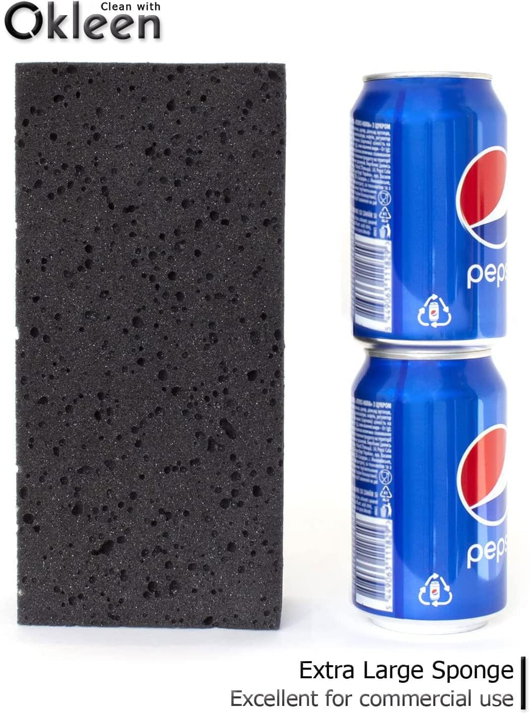 Big Sponge. Made in Europe. 3 Pack, Black. 8.9x4.3x2.4 Inch Extra Large Odorless Commercial Sponge for All Purpose Cleaning image 4