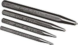 Mayhew Tools 62215 Center Punch, 4-Piece Set, Black Oxide Finish