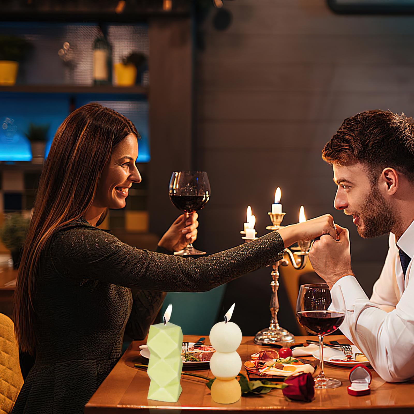 Lot De 6 Moules à Bougies En Silicone 3D FINEASY - Formes Créatives Pour Bougies Piliers, Savons, DIY Maison - Souple Et Réutilisable