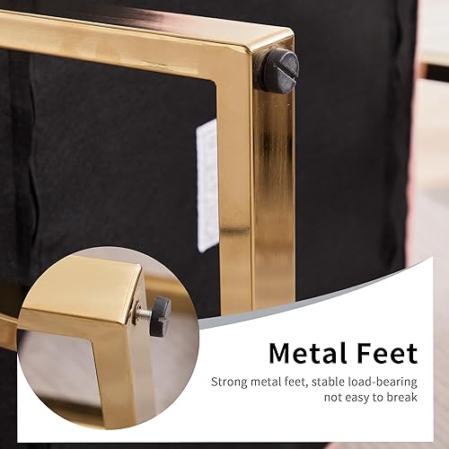 Miniatura 8 de YISHENG Juego de 2 sillas decorativas modernas de barril, sillas laterales para sala de estar con patas de metal doradas, sillones de lectura