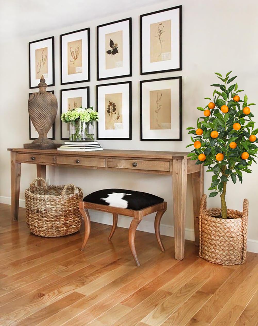 120cm Kunstpflanzen Groß Orangenbaum Kunstpflanze Orangenbaum Groß im Topf Künstlicher Baum für drinnen und draußen, Moderne Dekoration, Dekoration Badezimmer Wohnzimmer Schlafzimmer Balkon