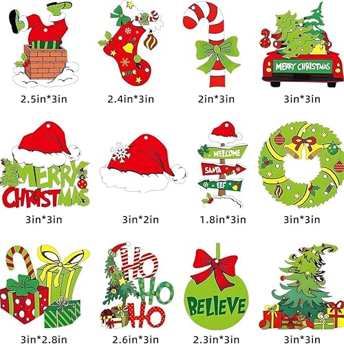 Miniatura 2 de Paquete de 24 decoraciones para árbol de Navidad, adornos colgantes de madera para árbol de Navidad, adornos navideños bonitos, decoración de Año