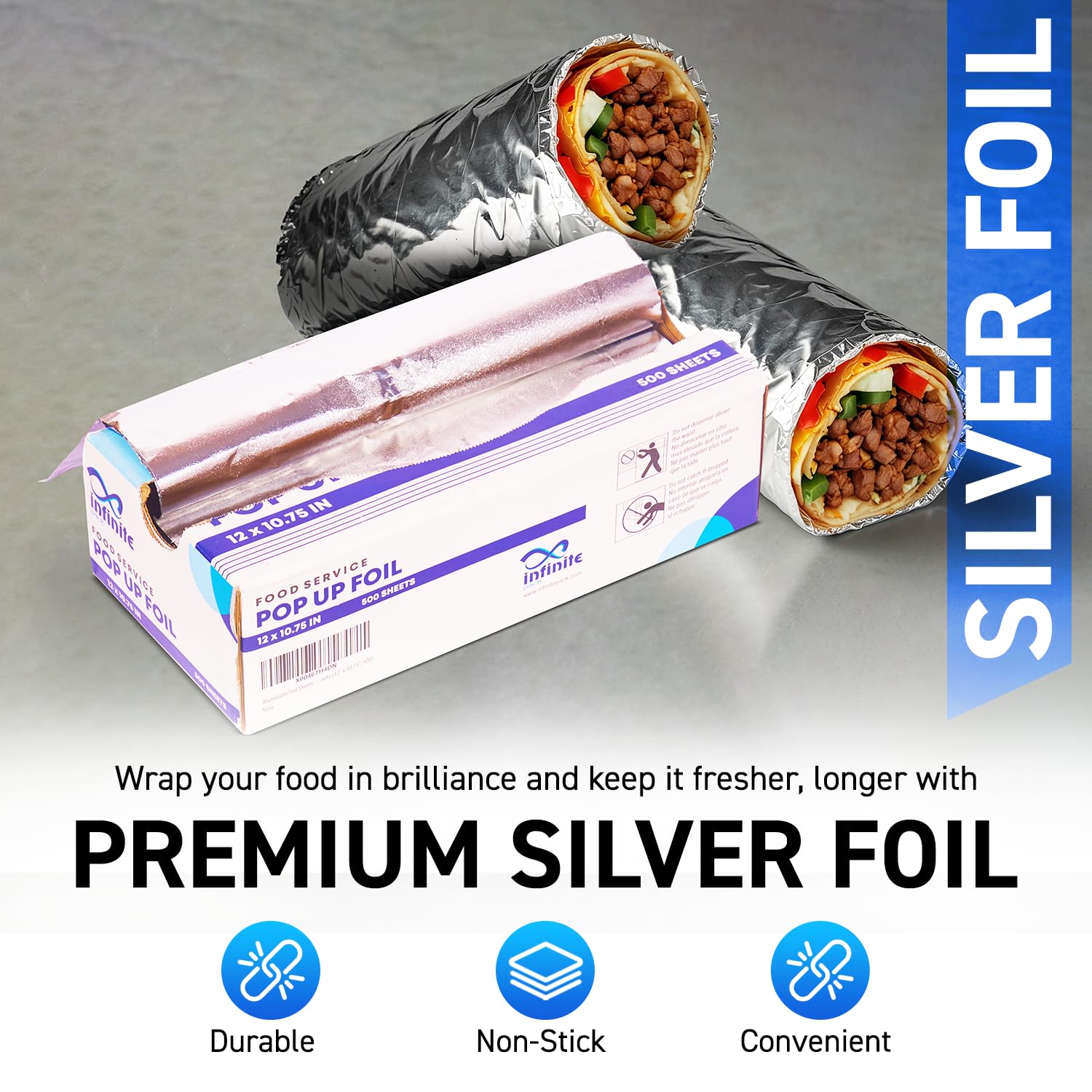 Rollo de papel de aluminio para envolver papel de aluminio, resistente, antiadherente, 12 x 1000 pies, almacenamiento de alimentos, desechable, grado comercial, bandeja ancha y grande para hornear (1