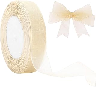 JaoZuyard Ivory White Organza Chiffon Ribbon 1/2 inch X 50 Yards Sheer R...