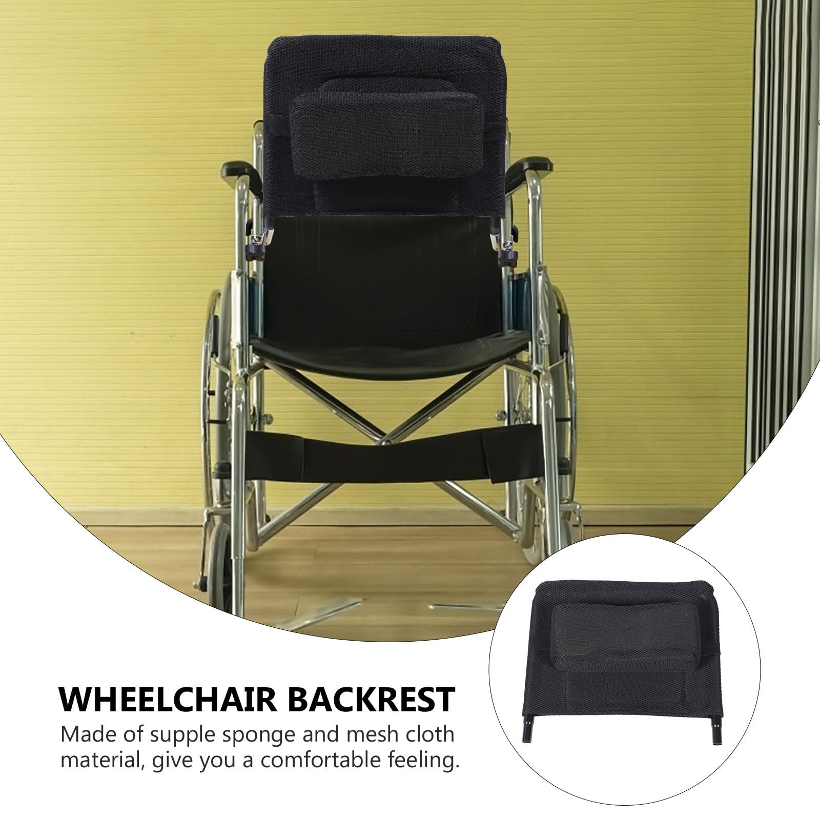 SECFOU Reposacabezas Ajustable para Silla de Ruedas Manual de Acero y Malla, Respaldo Alto Extraíble y Cómodo para Soporte Cervical, Accesorio Repuesto Ergonómico para Personas Mayores