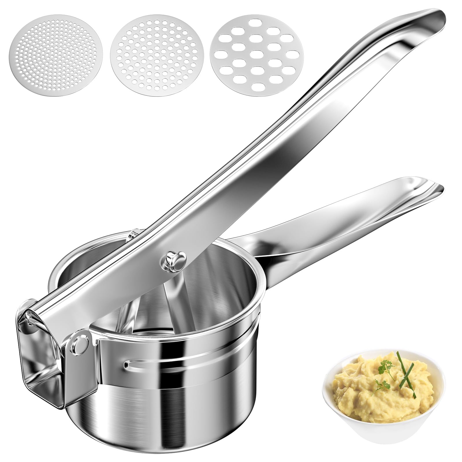 Brevanza Smasher, Pasta Fresca Prensa Colador, Acero Inoxidable Corta Pure de Patatas Machacador, Aplastador Chafador Máquina Potato Masher Molde de Puré de Verduras Cocidas Pasapurés