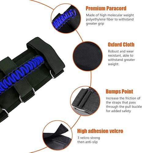 Miniatura 3 de Kewucn Paquete de 2 asas de agarre para barra antivuelco para automóvil, fácil de instalar y duraderas, compatibles con Wrangler YJ TJ JK JKU JL JLU