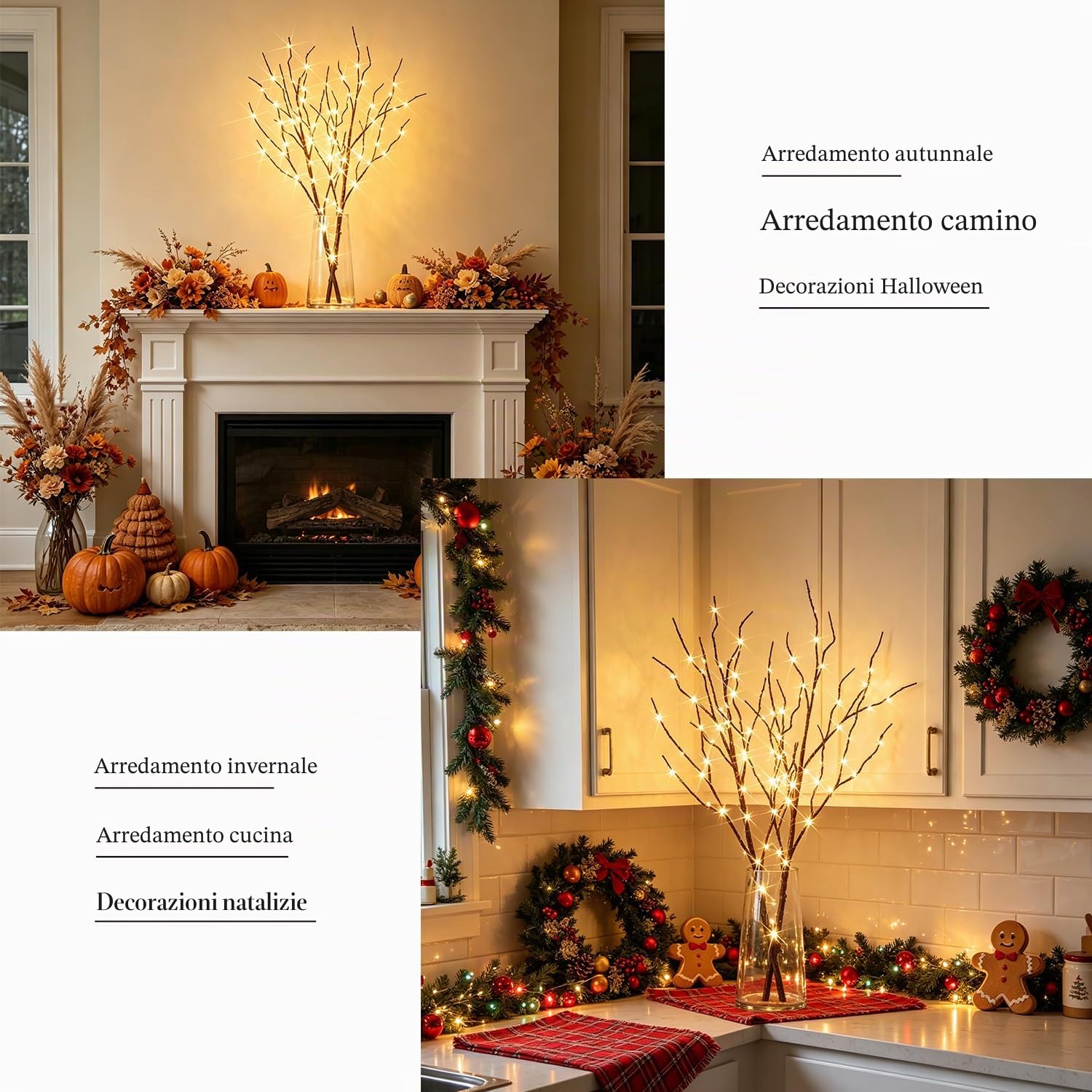 Hairui Rami di Salice Illuminato Marrone Decorazione Luci 32in 100LED Batteria Ramoscello Branch Luci illuminato per vacanze Decor Interno ed Esterno 2 Pachi(vaso escluso)