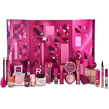 revolution makeup advent calendar 2025 24 beauty must-haves gift set with lip gloss highlighter blush brushes & mascara vegan and cruelty free
